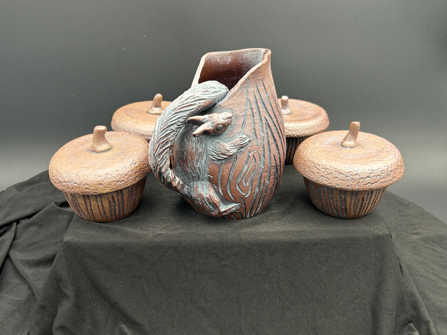 Squirrel and Acorns Pitcher Set