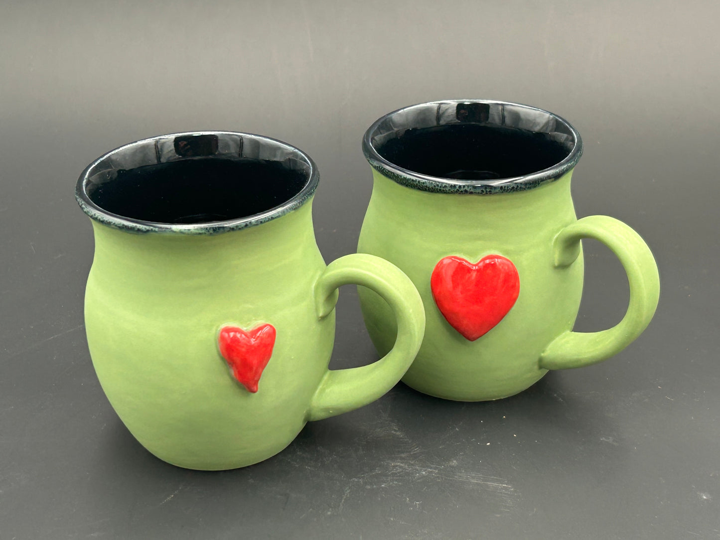 Grinch Heart Mugs (set of 2 plus 2 ornaments)