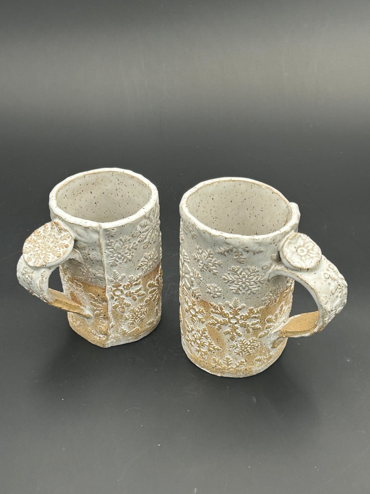 White Snowflake Mugs (set of 2)