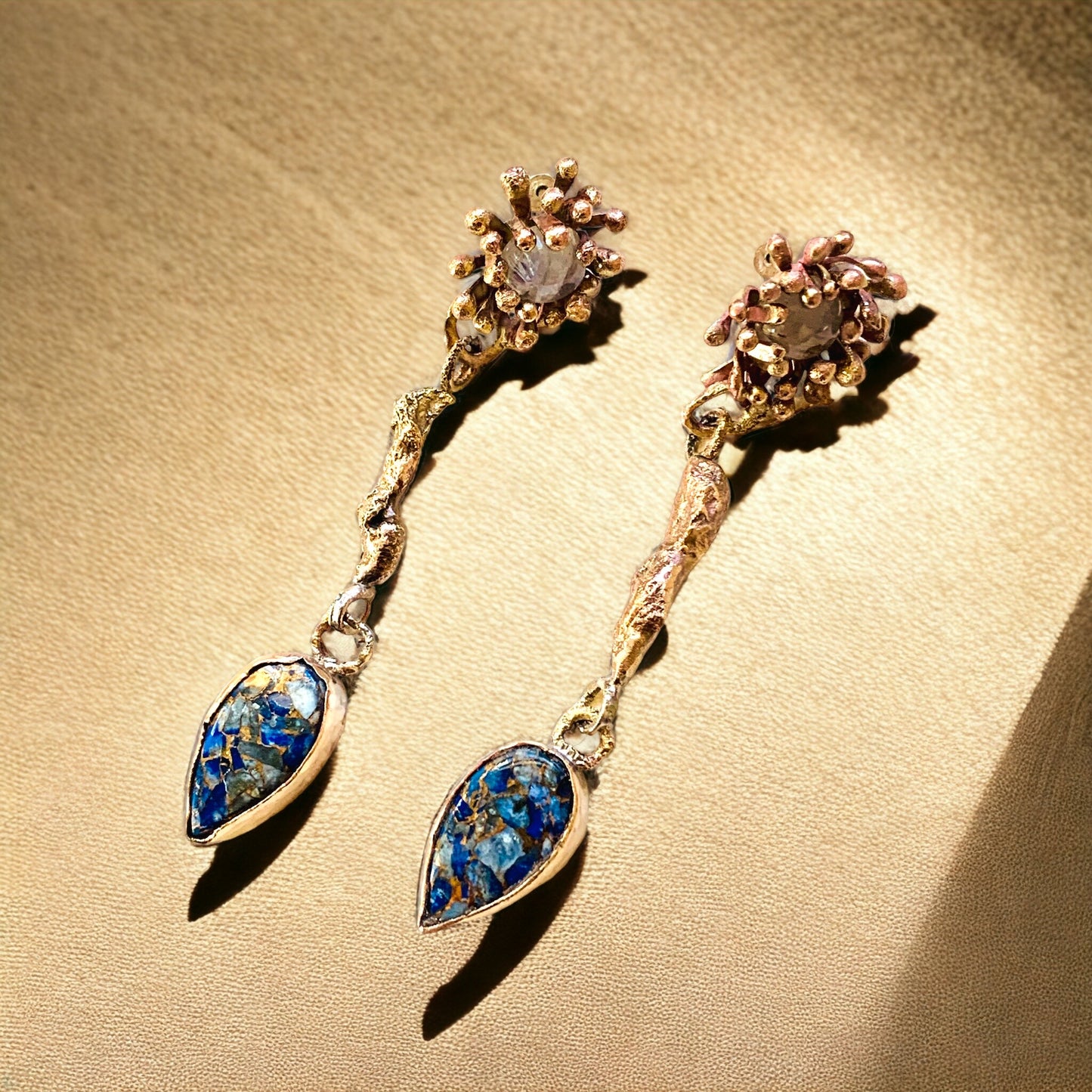 Ancient Wisdom Lapis & Bronze Earrings