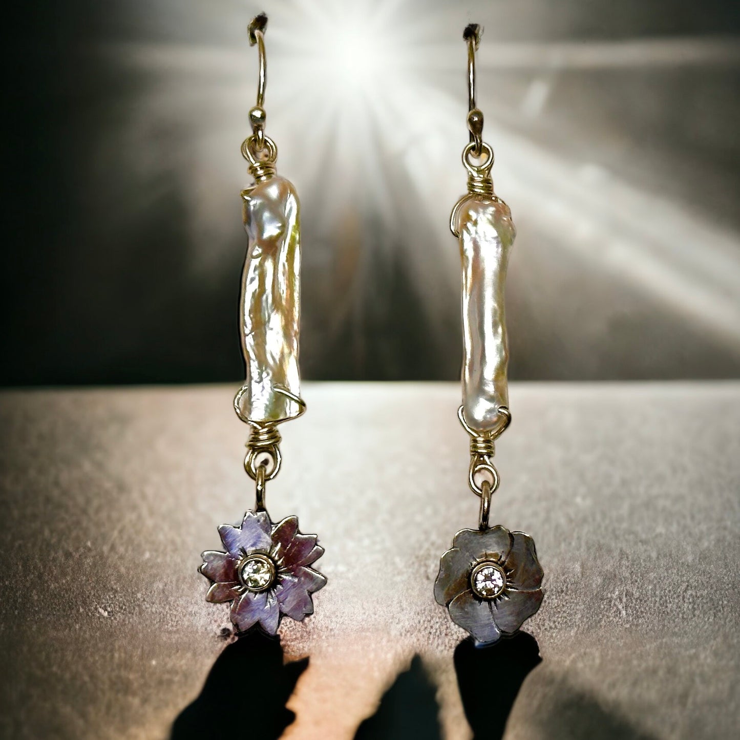 “Winter White Flower” Earrings