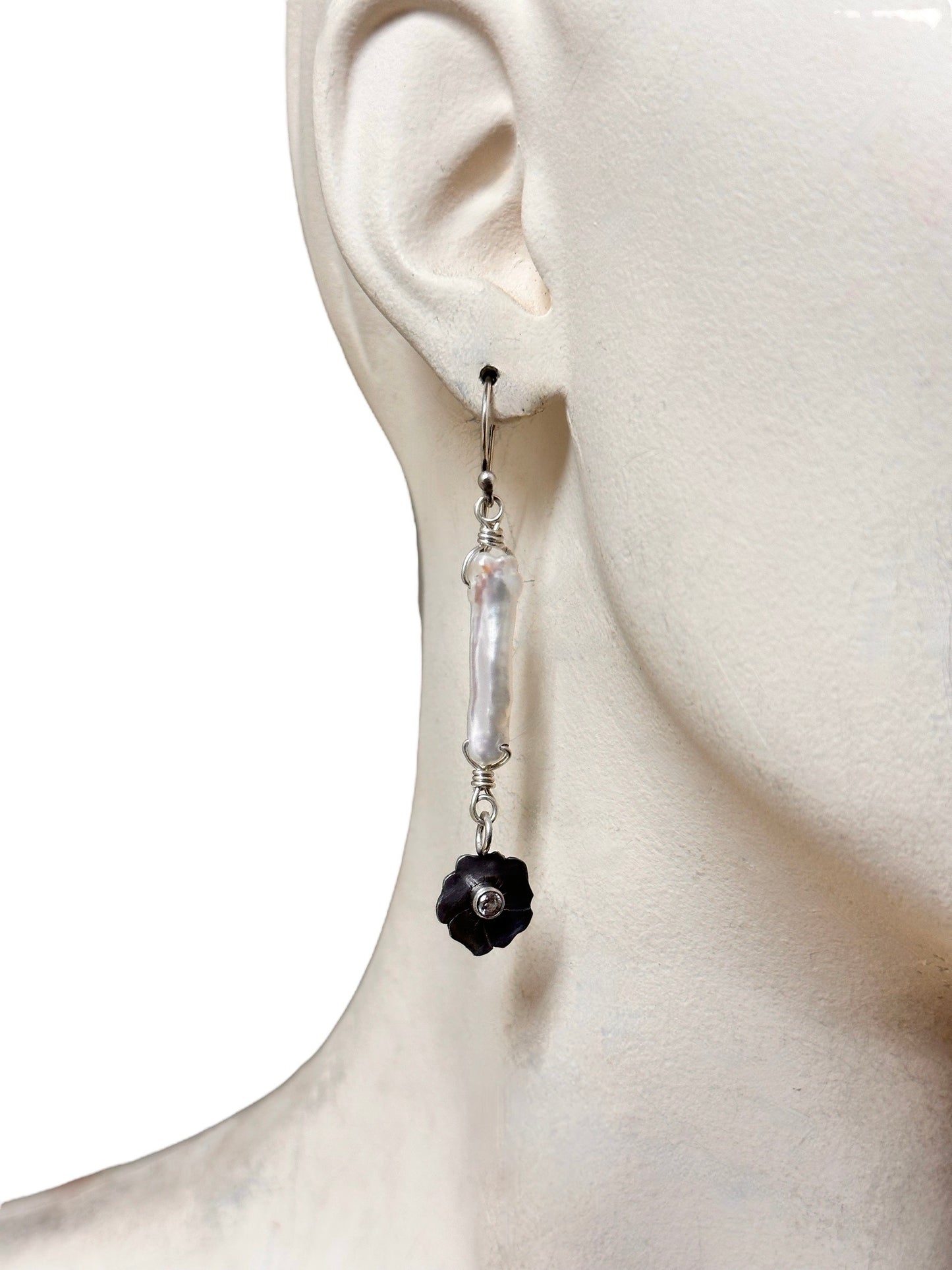 “Winter White Flower” Earrings