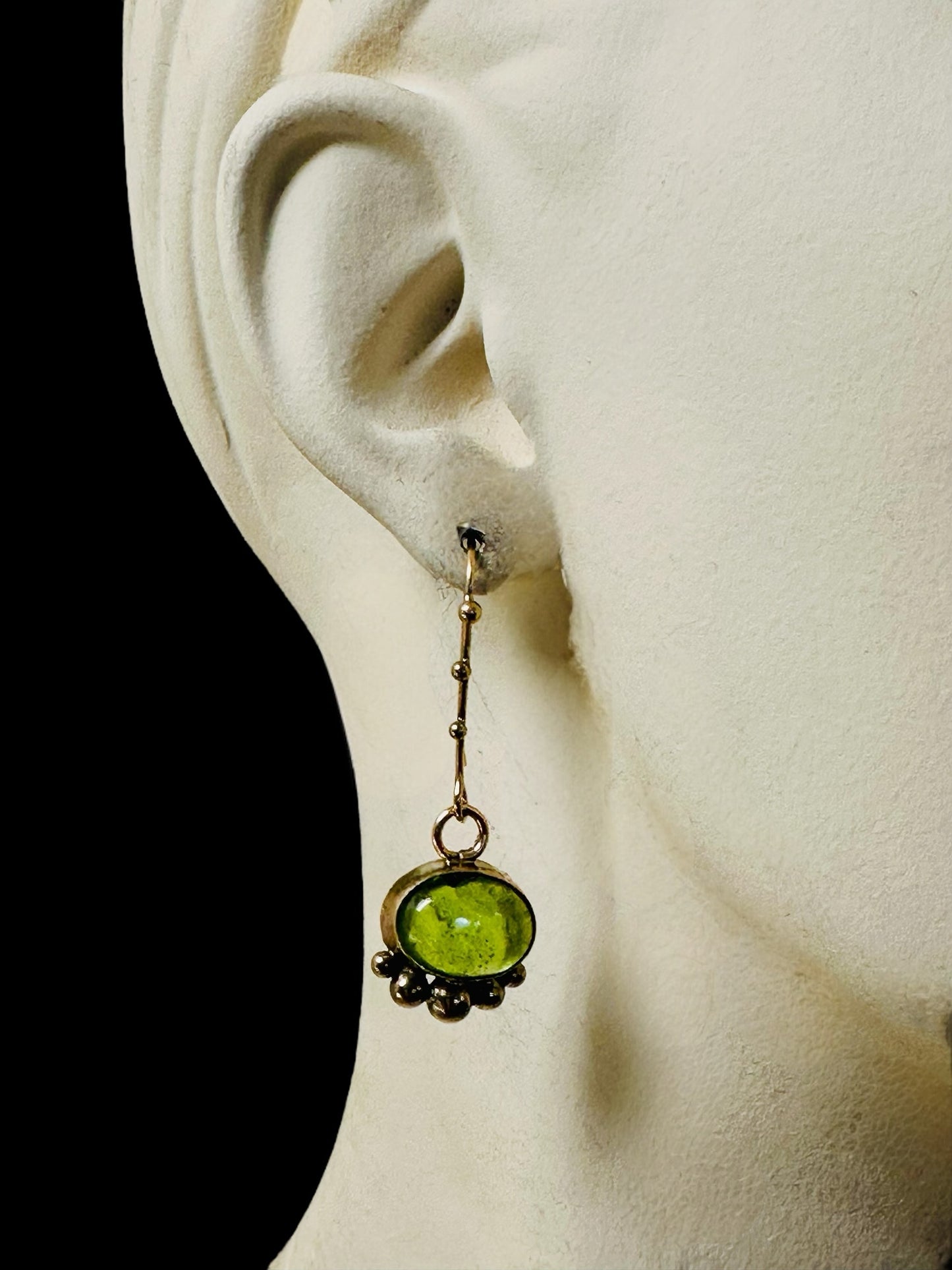 Green Peridot & Bronze Earrings