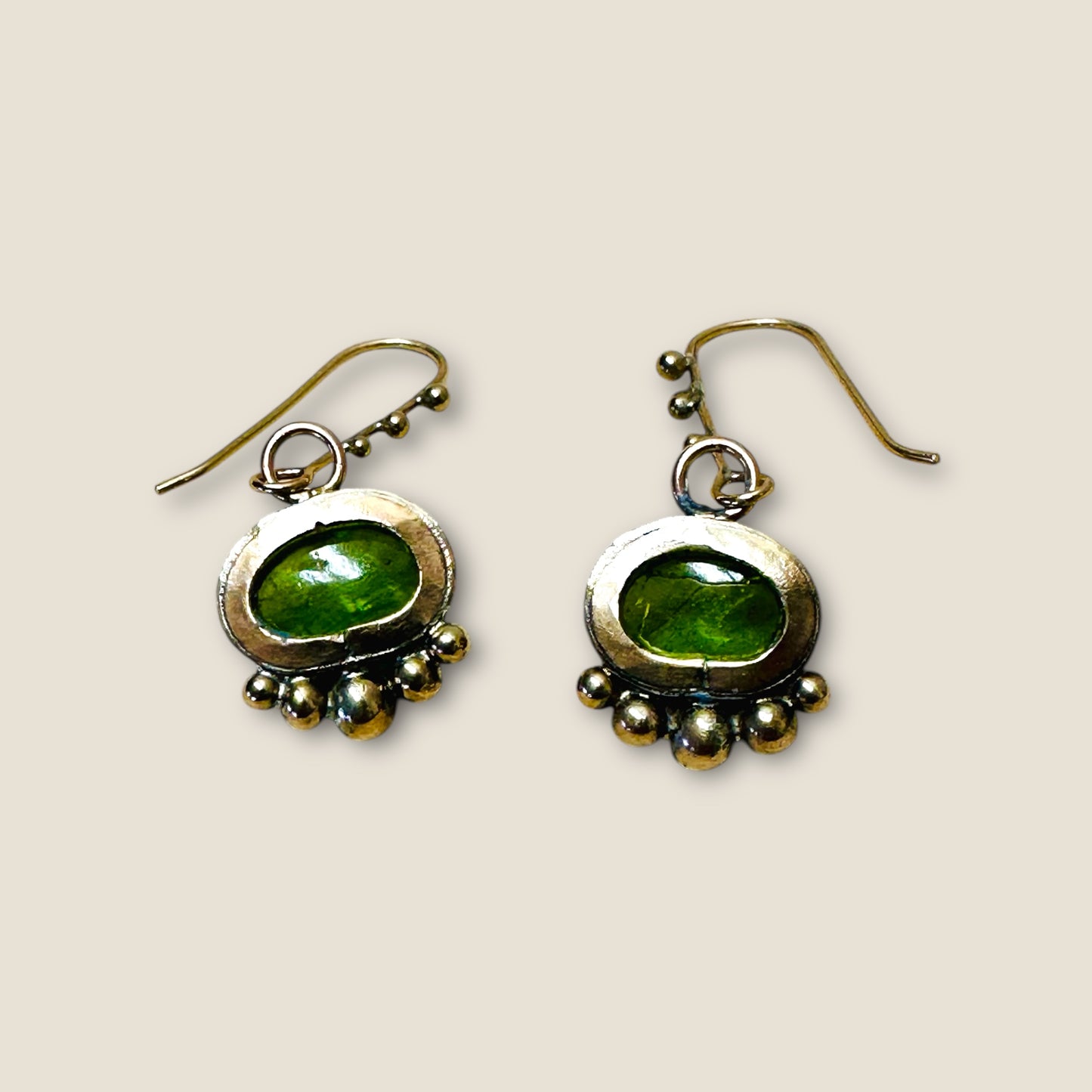 Green Peridot & Bronze Earrings