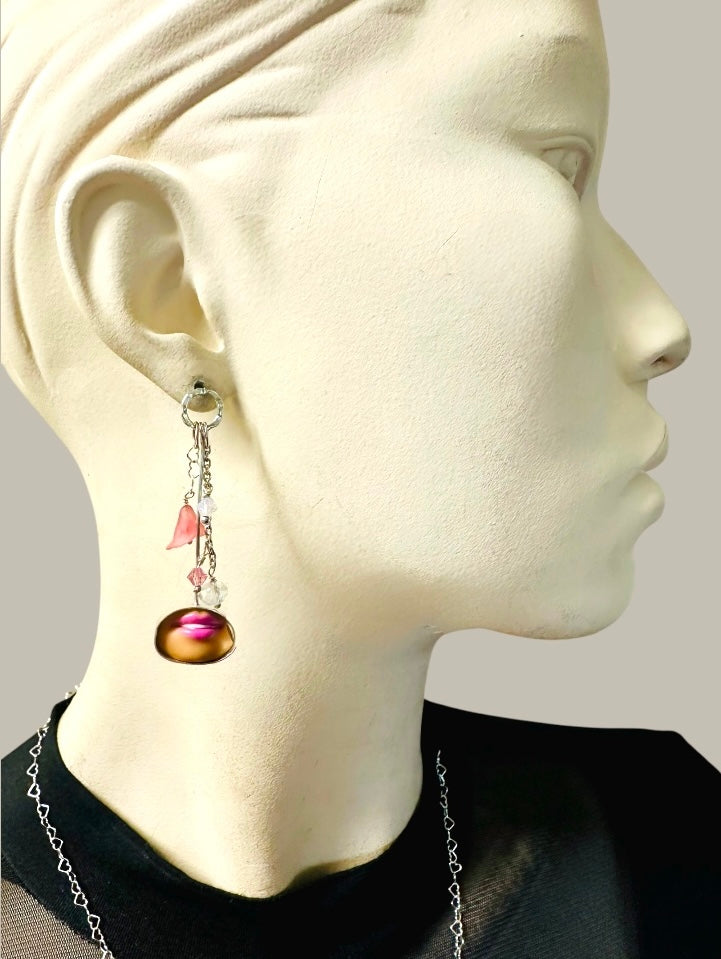 Barbie lips sterling silver earrings