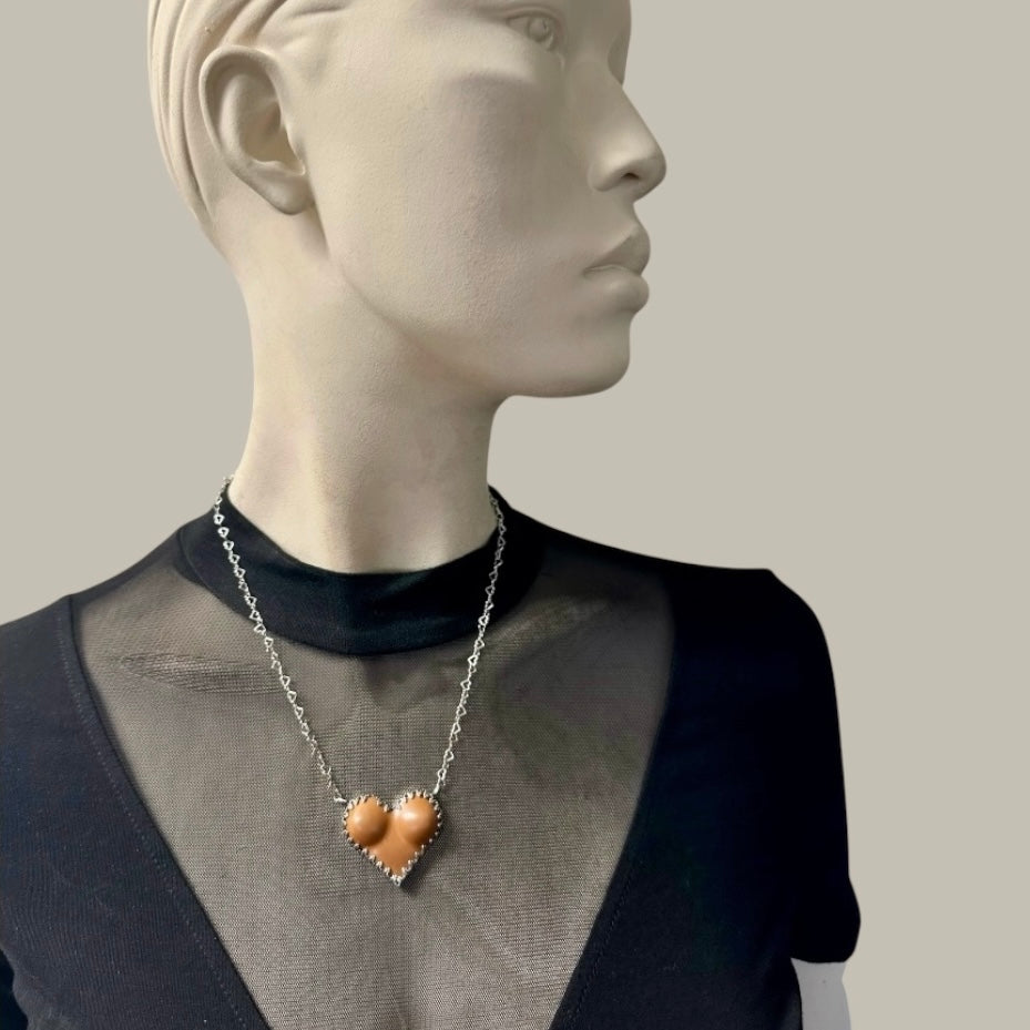 Brown Breasted Heart Throb Necklace