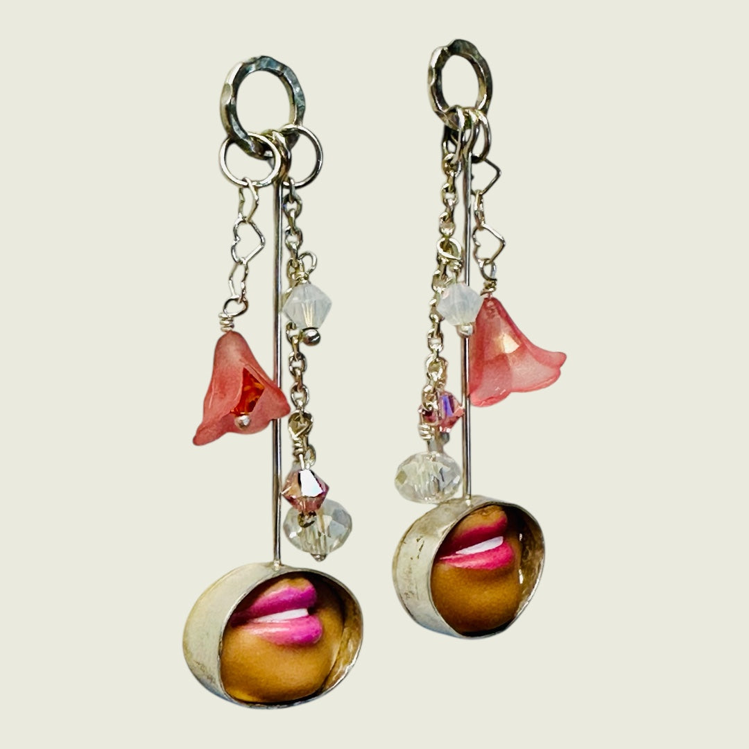 Barbie lips sterling silver earrings