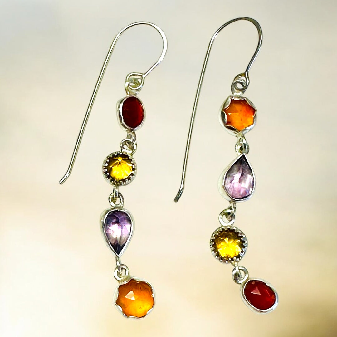 Colorful Gemstone Dangle Earrings