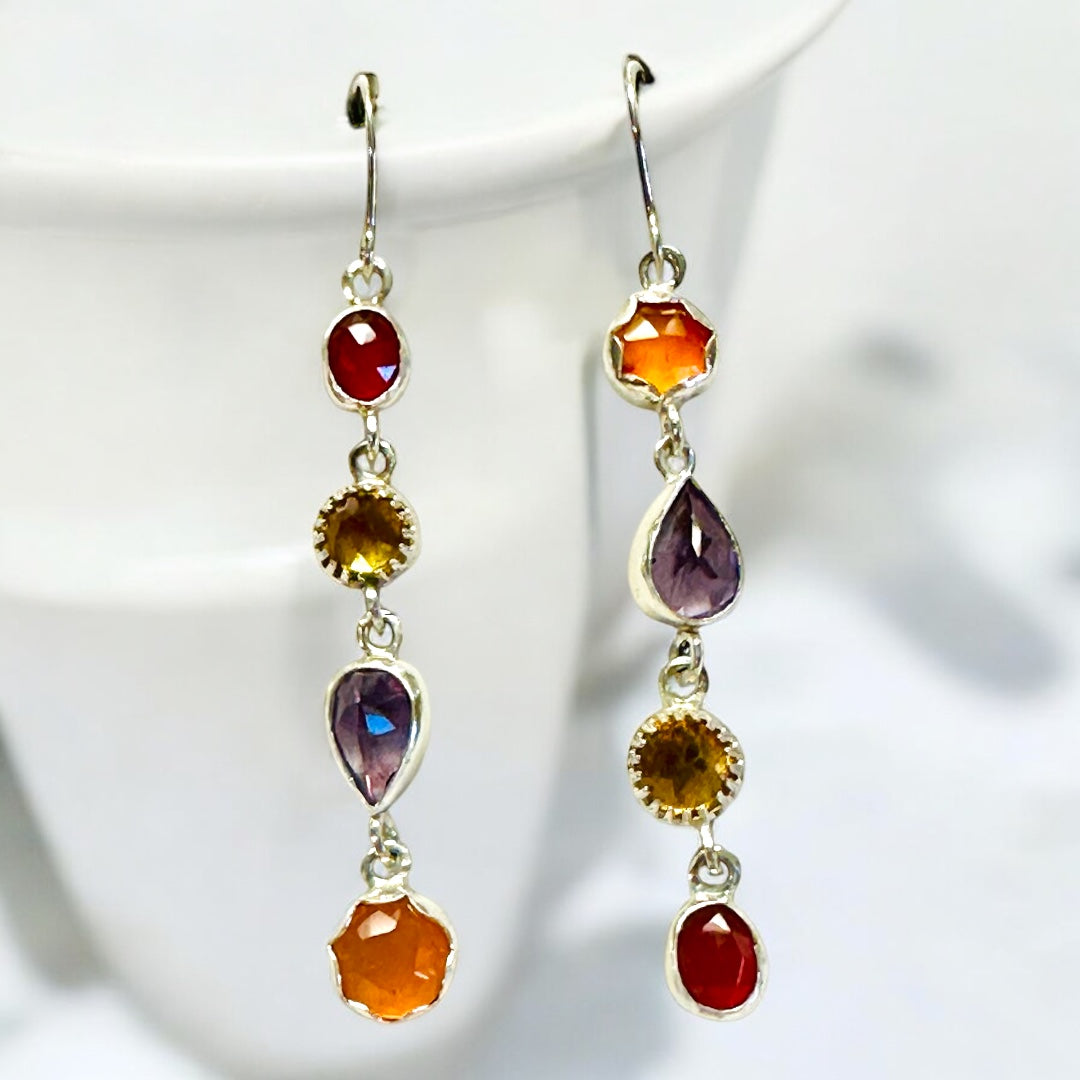 Colorful Gemstone Dangle Earrings