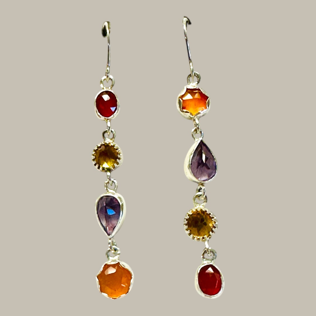 Colorful Gemstone Dangle Earrings