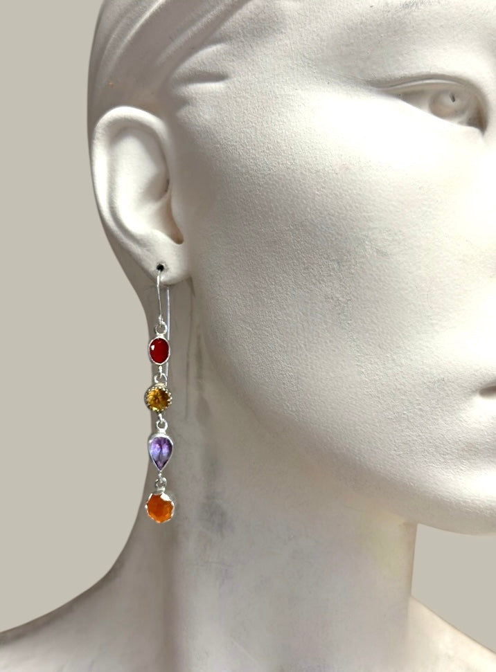 Colorful Gemstone Dangle Earrings