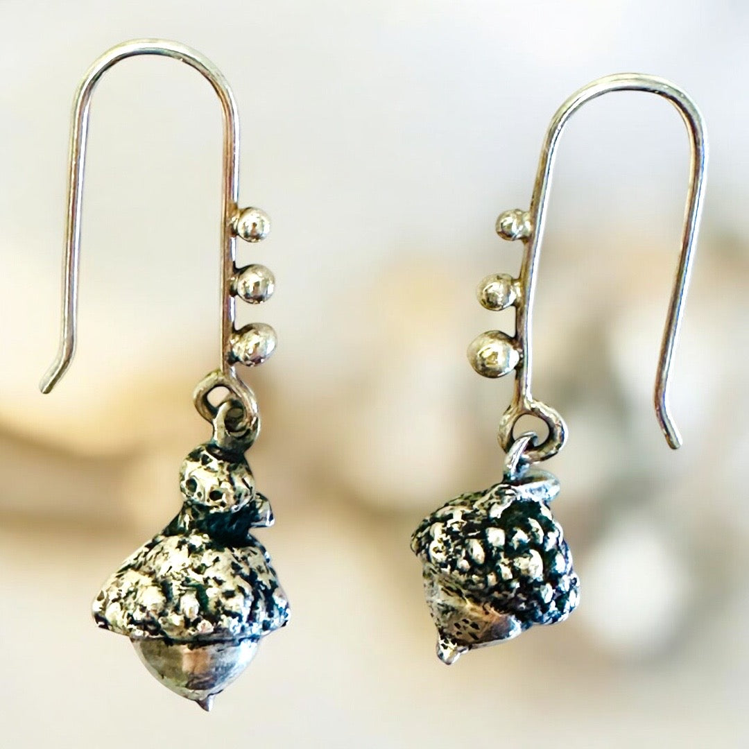 Silver Acorn Earrings