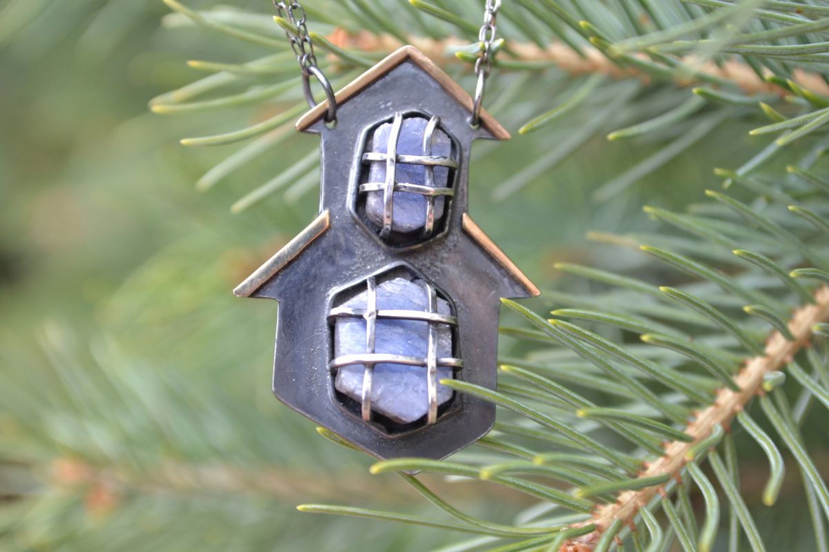 Sapphire Spirit House Pendant