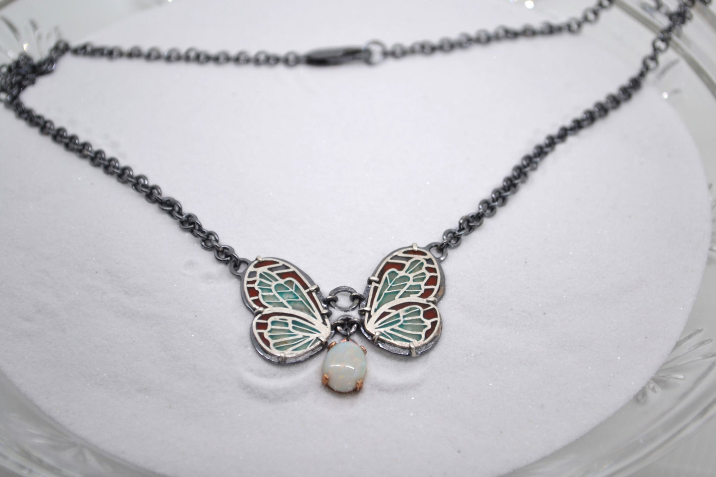 Glasswing Butterfly Necklace