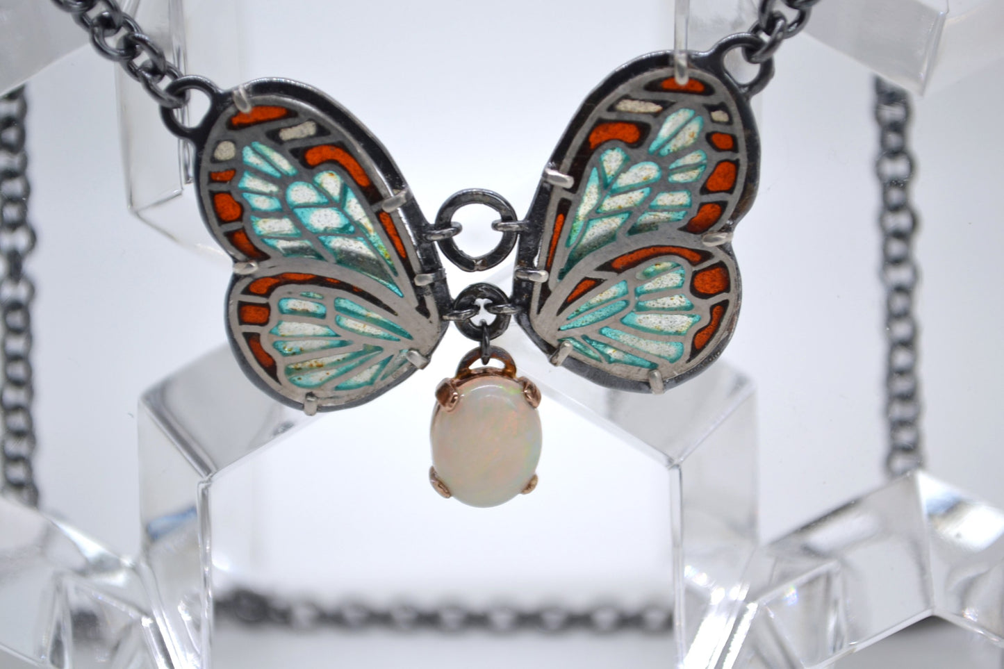 Glasswing Butterfly Necklace
