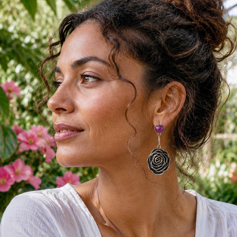 Romance and Roses, Sterling silver earrings