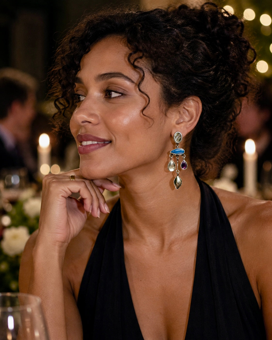 Purpleish Chandelier Earrings in Sterling Silver