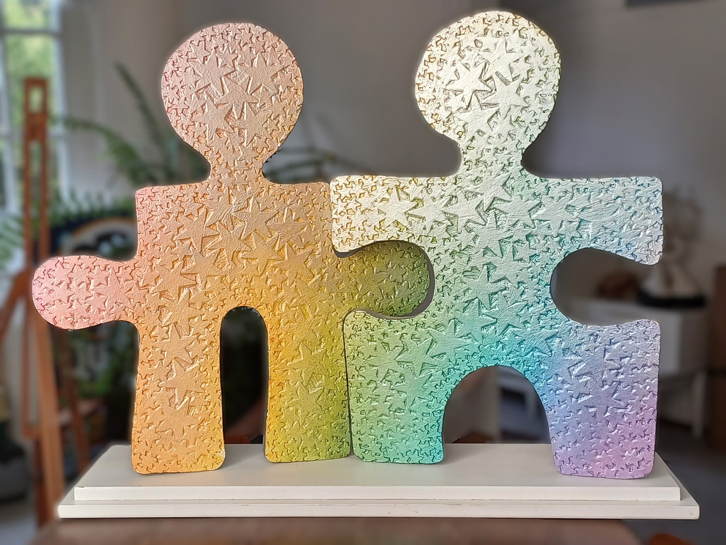 2 Person Rainbow Puzzle People Sculpture