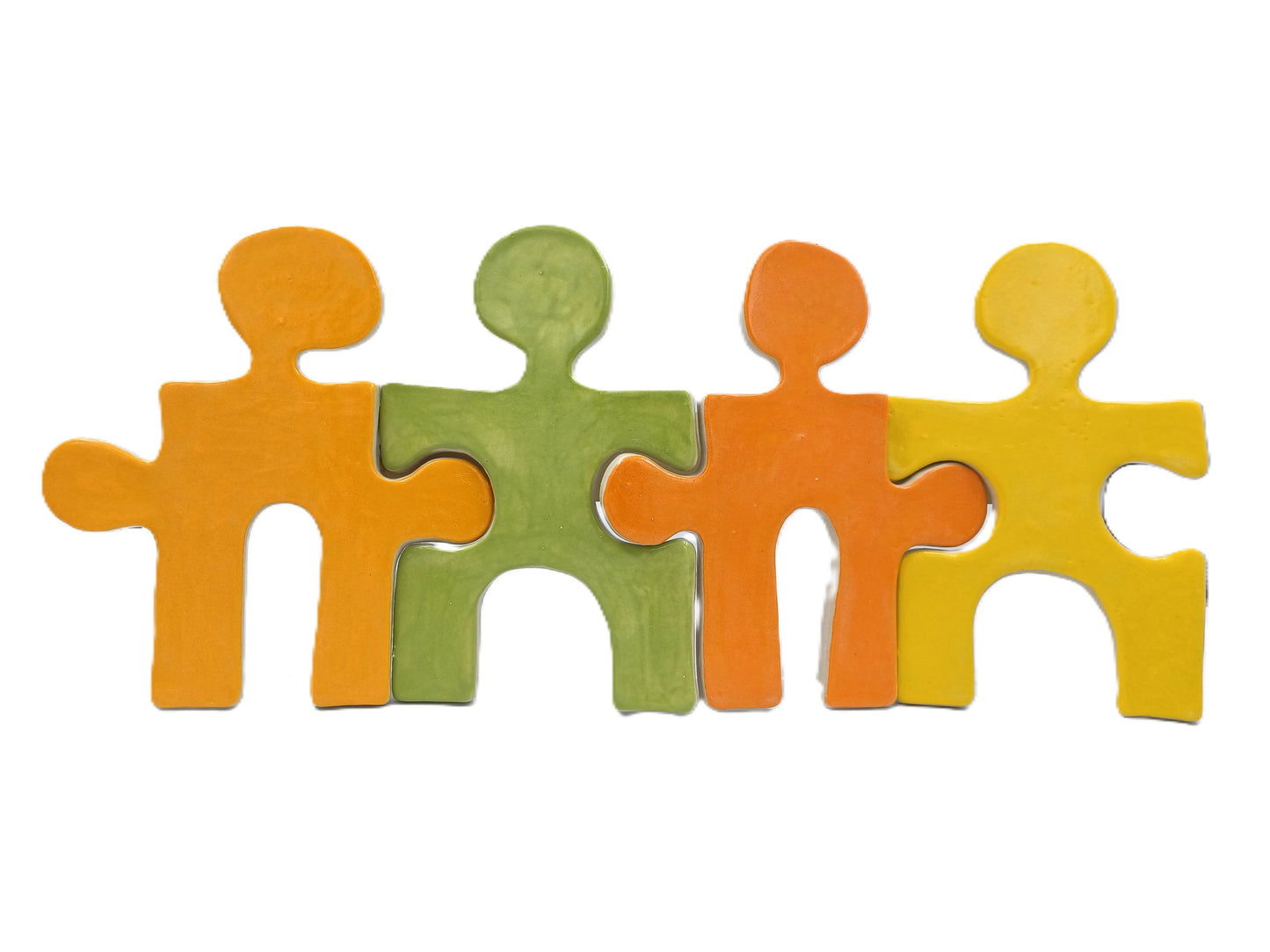 Colorful 4 Person Puzzle People Wall Sculpture