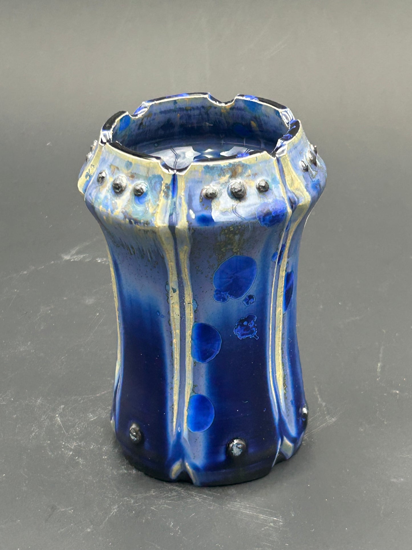 Blue Modern Crystalline Vase