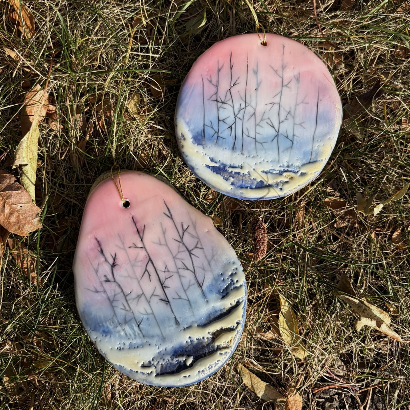 Encaustic Ornaments - Alpenglow Pink