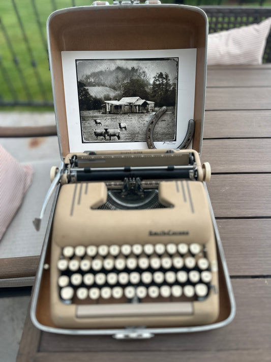 Typewriter Assemblage: Barn in Focus