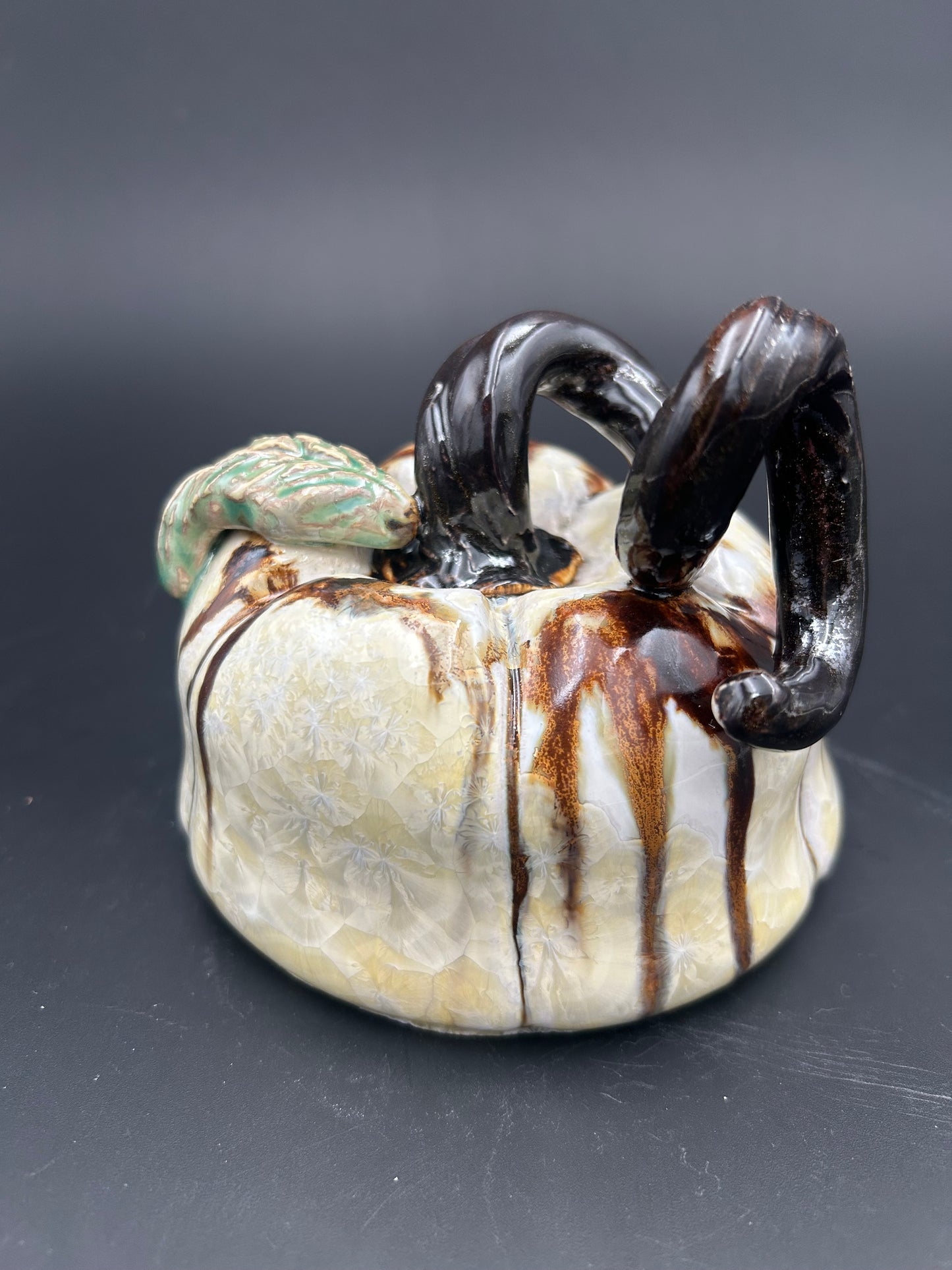 Small White and Gold Crystalline Pumpkin