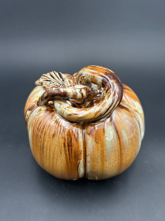 Large White and Gold Crystalline Pumpkin