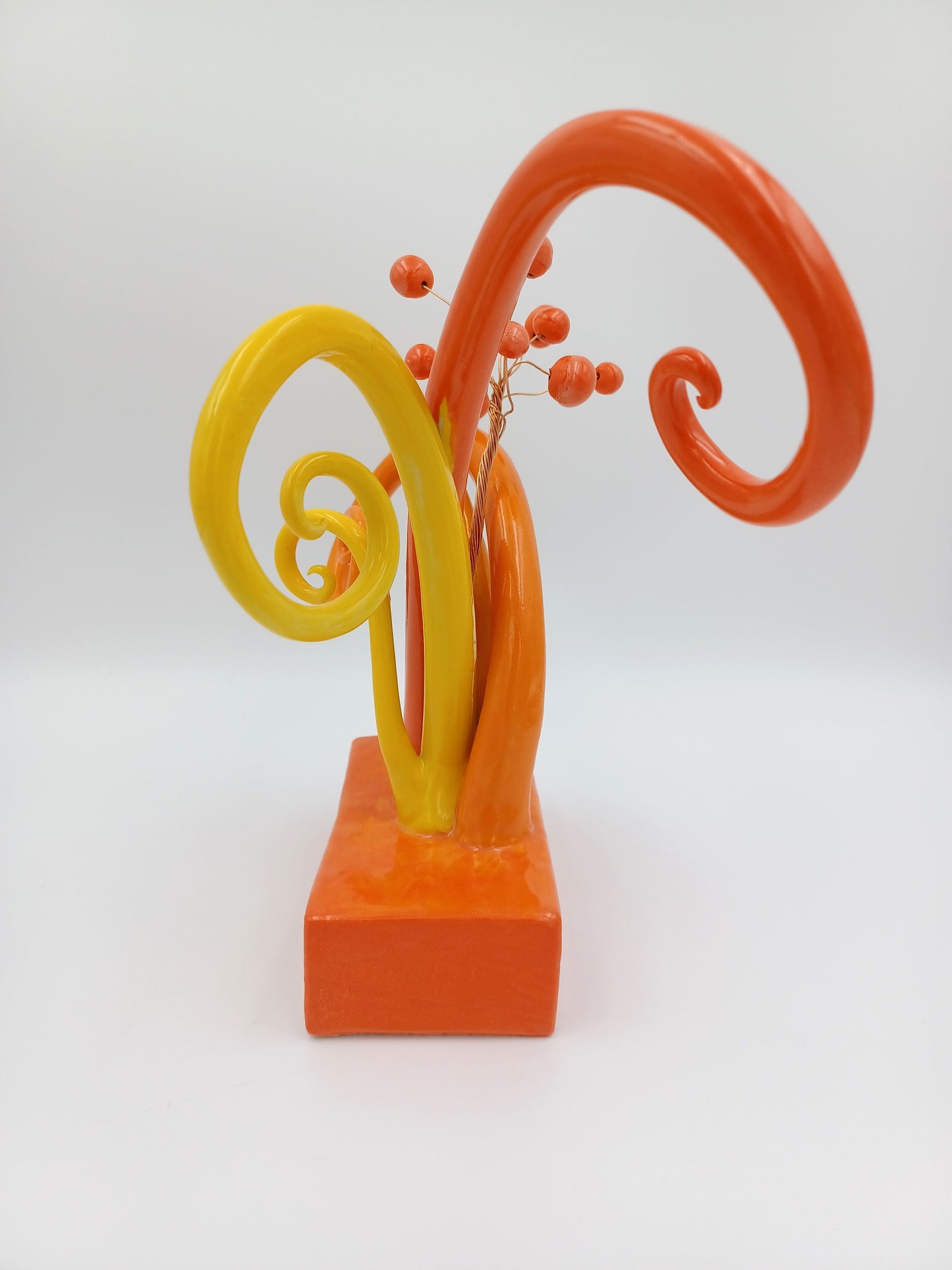 Large Garden Orange Tendrils Sculpture