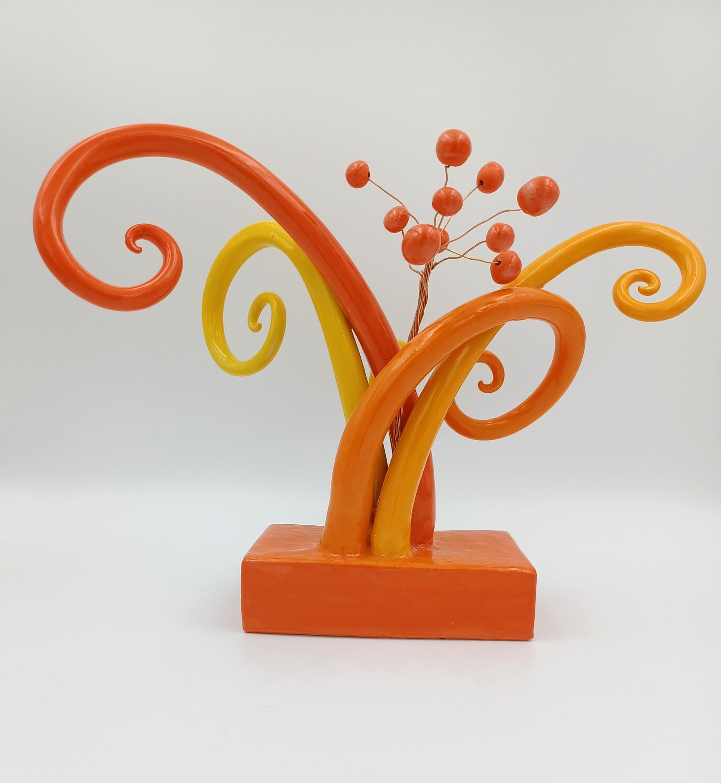 Large Garden Orange Tendrils Sculpture