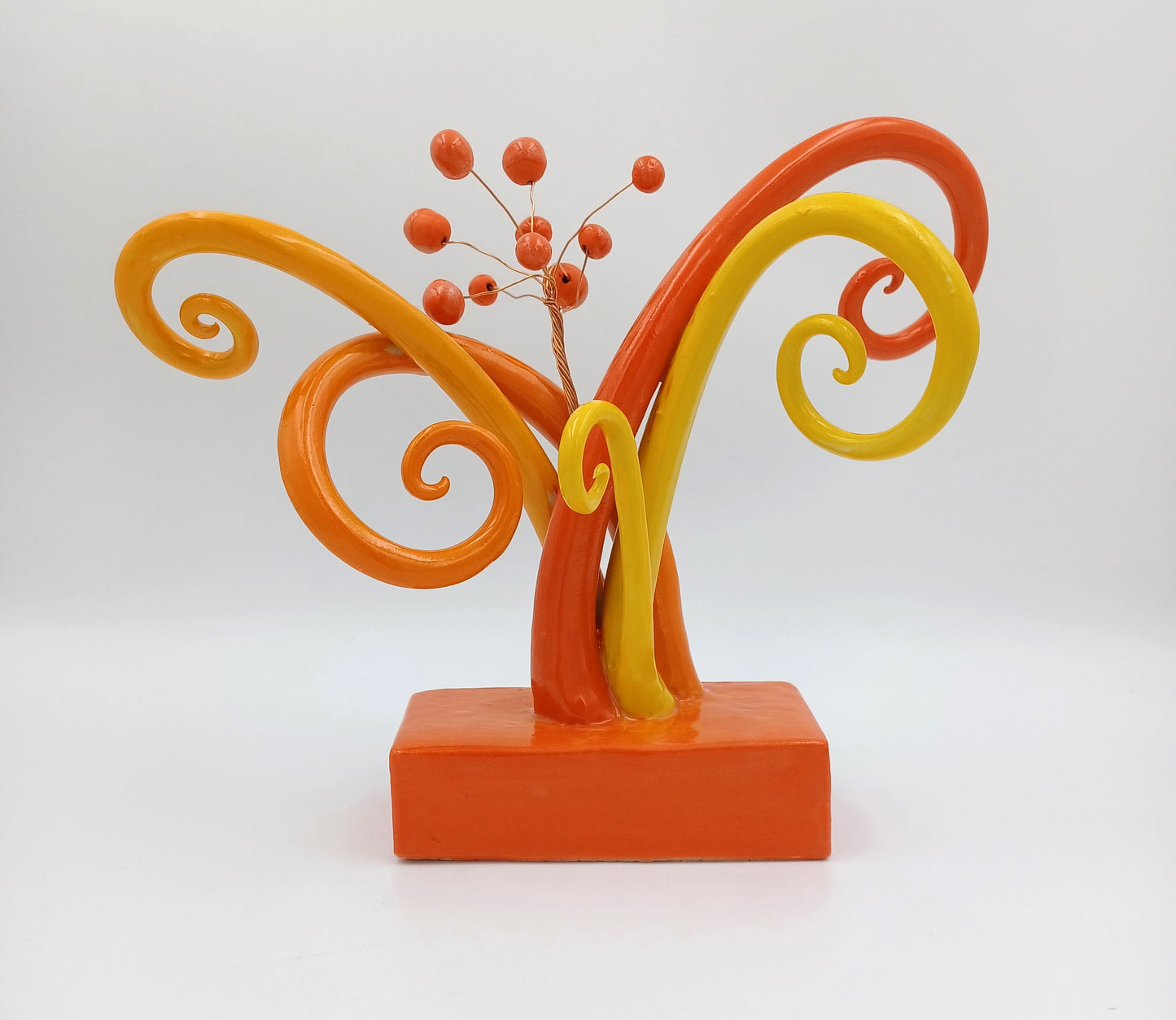 Large Garden Orange Tendrils Sculpture