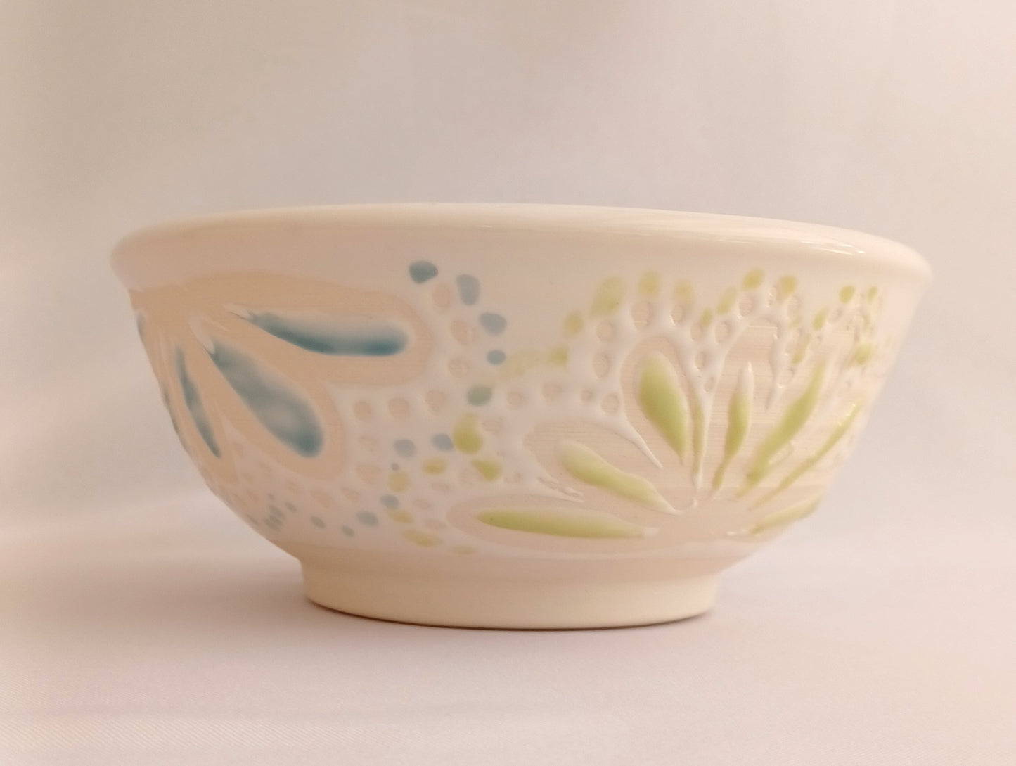 Medium Wax Resist Bowl with Green and Blue