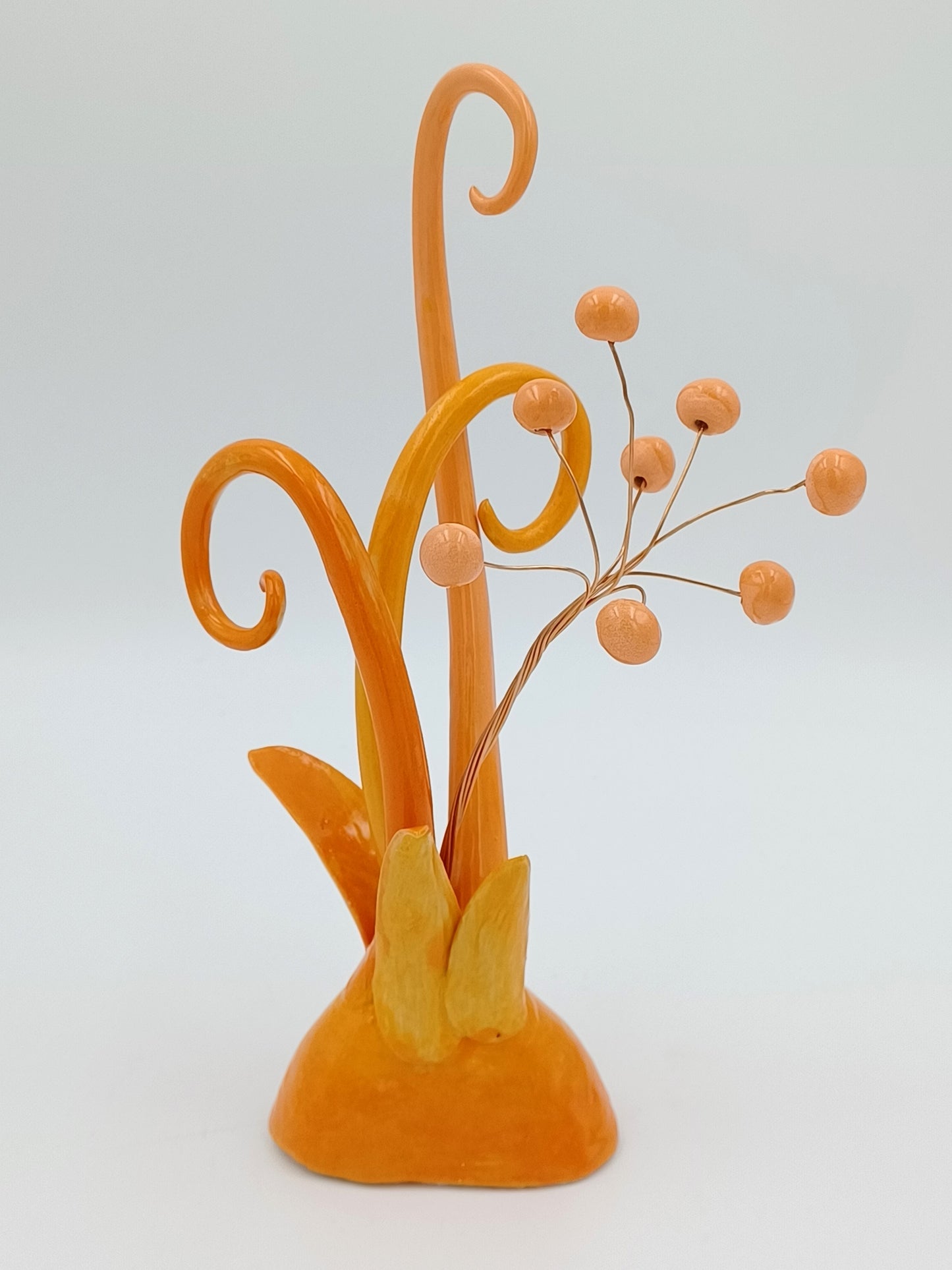 Medium Garden Orange Tendrils Sculpture