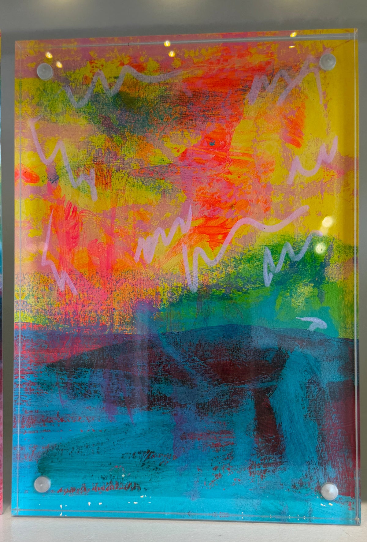 Morning Over the Field | Mixed Media Dreamscape in Acrylic Block Frame (Copy) (Copy)