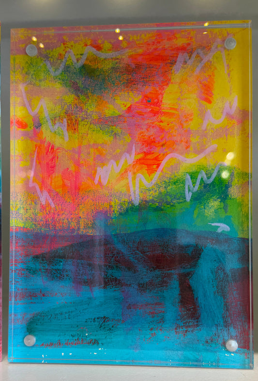 Morning Over the Field | Mixed Media Dreamscape in Acrylic Block Frame (Copy) (Copy)