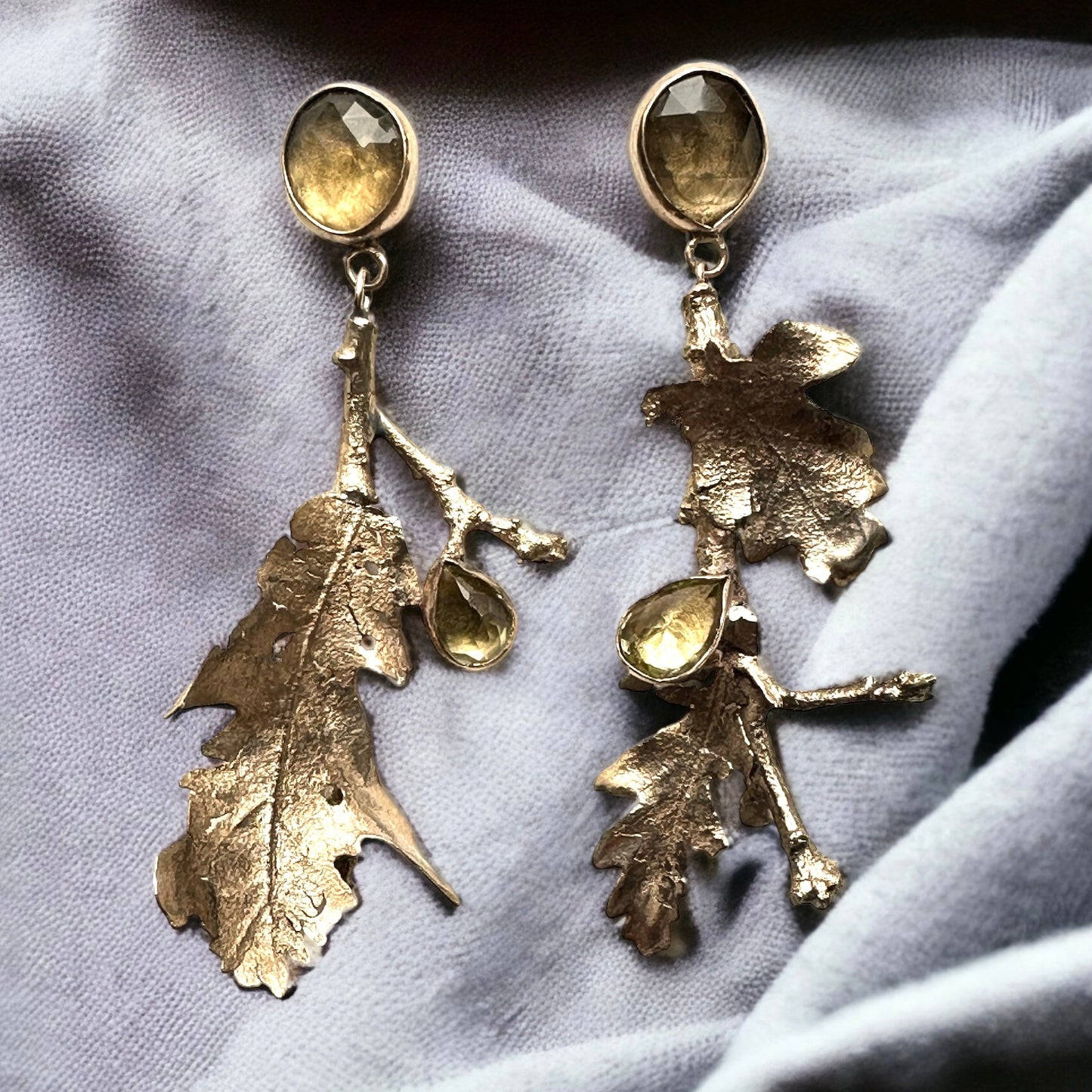 Scrub Oak Leaf Bronze Earrings