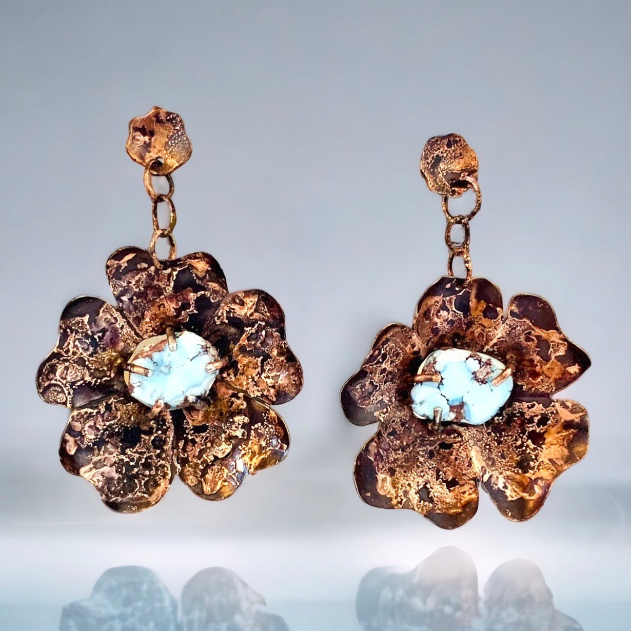"Turquoise Daisy" Statement Earrings