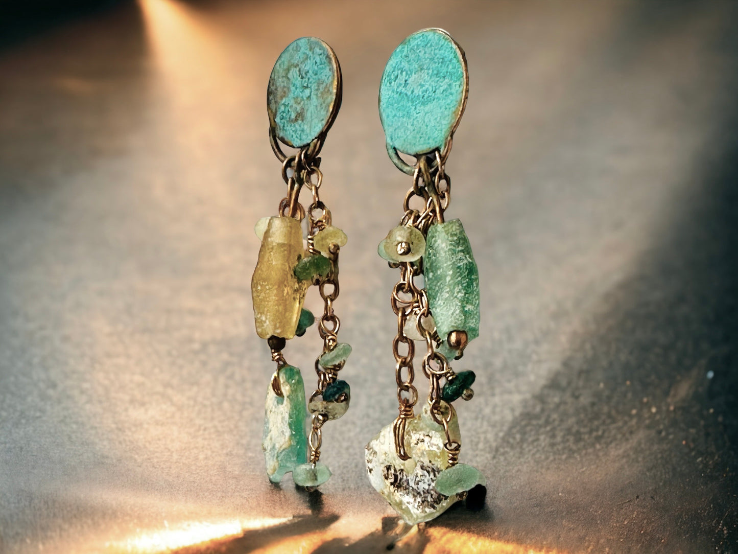 “Roman Glass Dangles” Earrings
