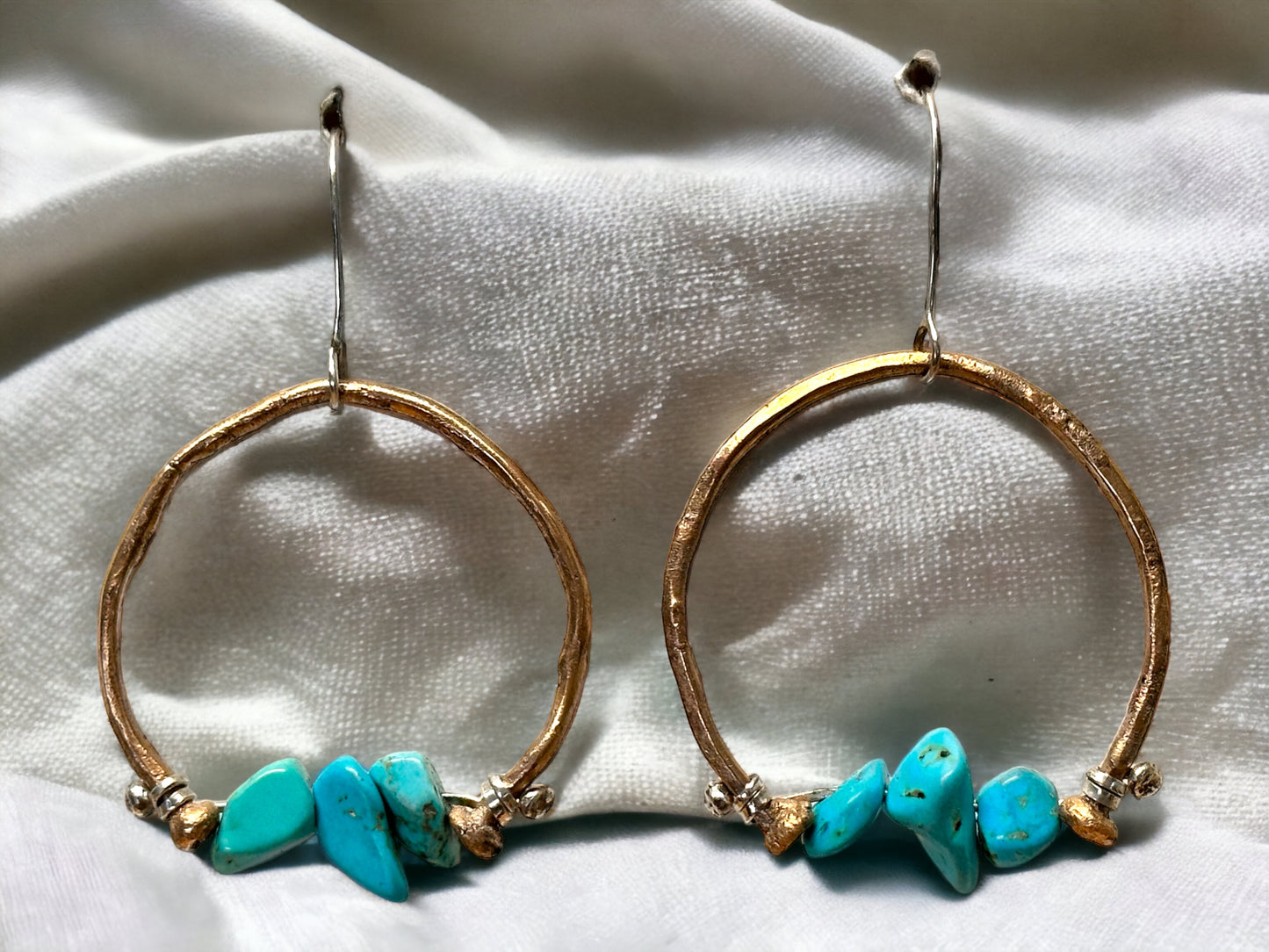 “Beer Drinking” turquoise, and bronze earrings