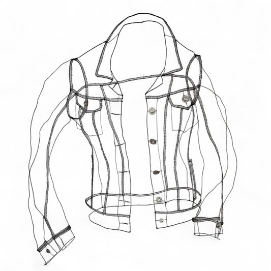 Blue Jean Jacket with Rhinestones Wire Sculpture