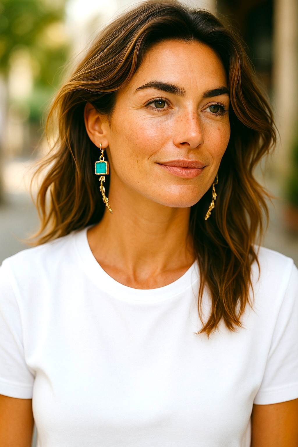 Weeds and Sky Bronze Earrings with Turquoise