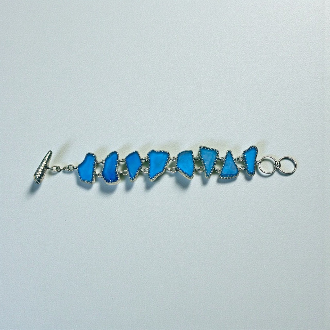 Beach Bracelet featuring Blue Sea Glass set in Sterling Silver