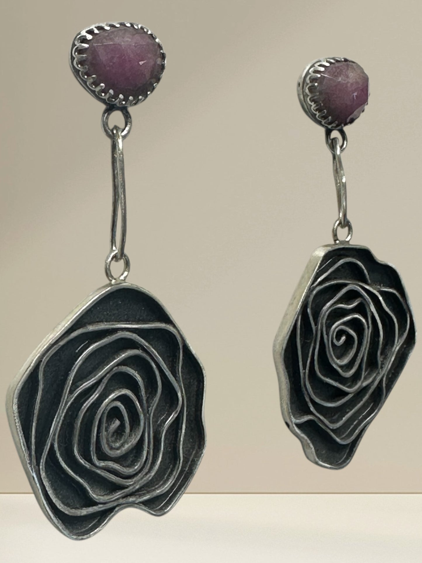Romance and Roses, Sterling silver earrings