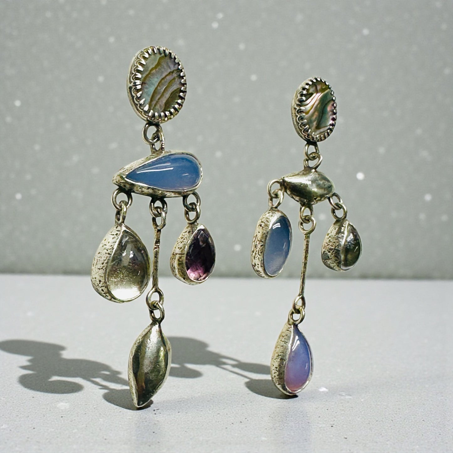 Purpleish Chandelier Earrings in Sterling Silver