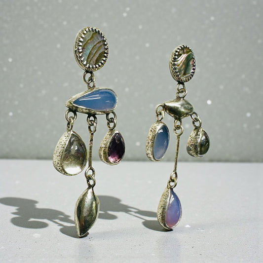 Purpleish Chandelier Earrings in Sterling Silver