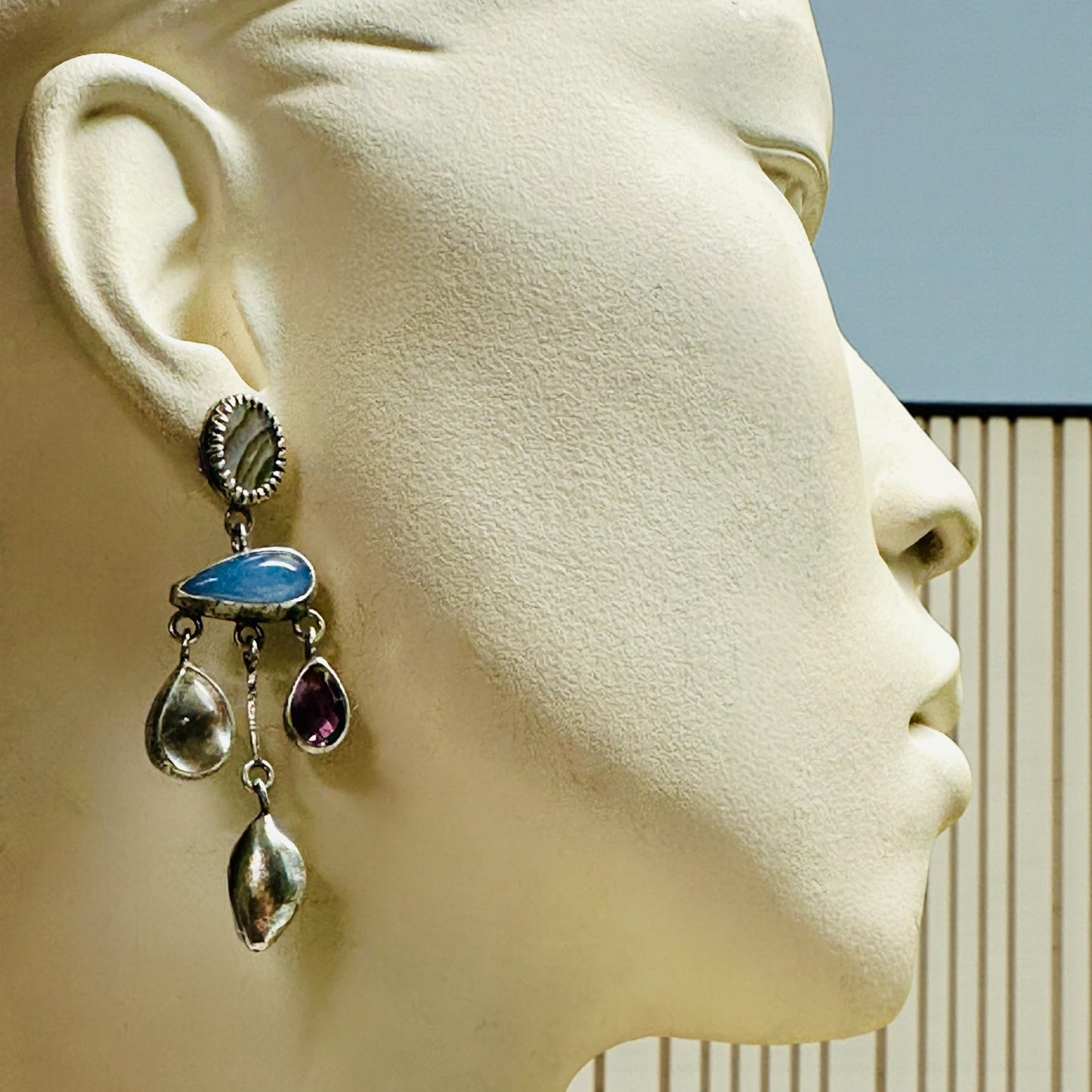 Purpleish Chandelier Earrings in Sterling Silver