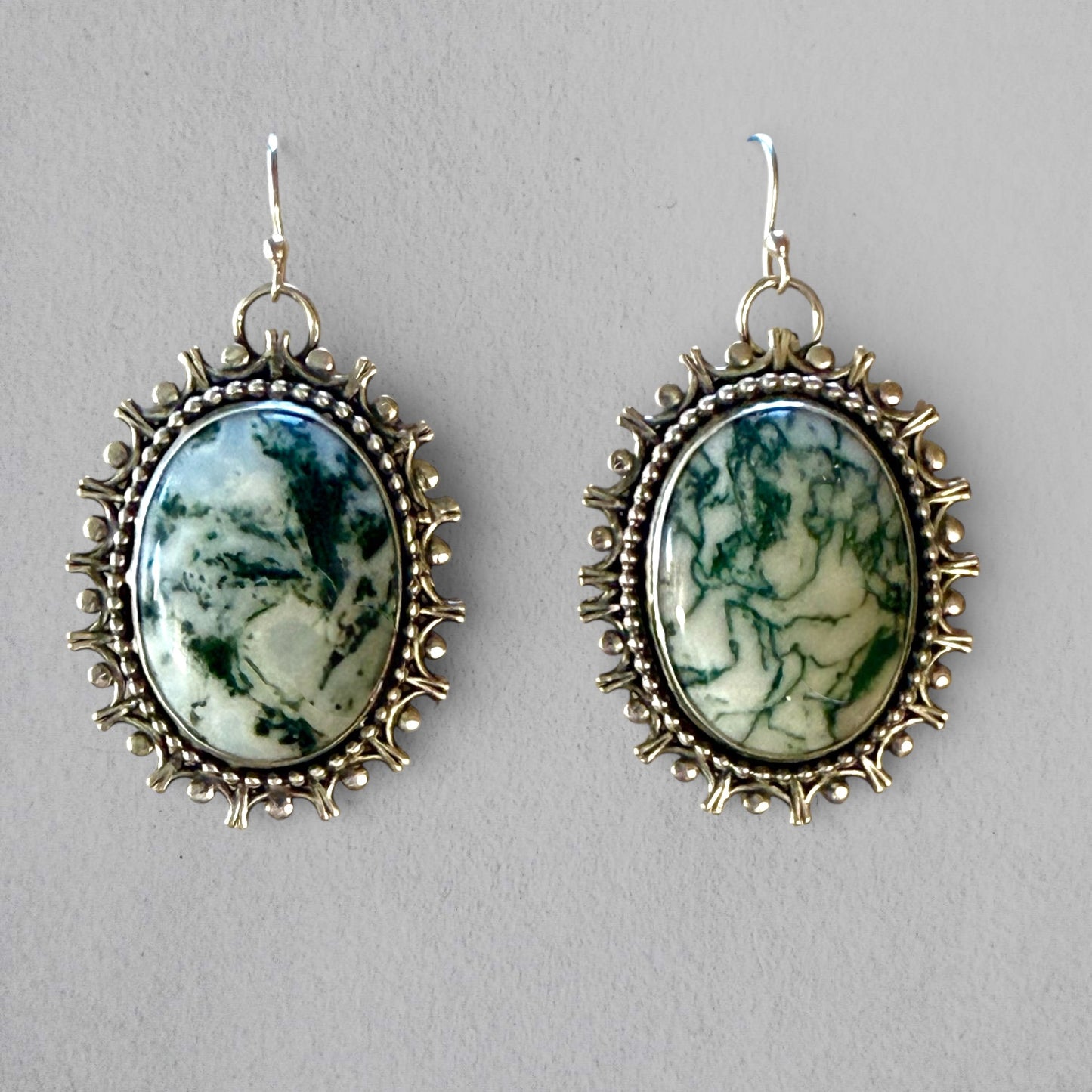 Moss in Snow Earrings in Sterling Silver