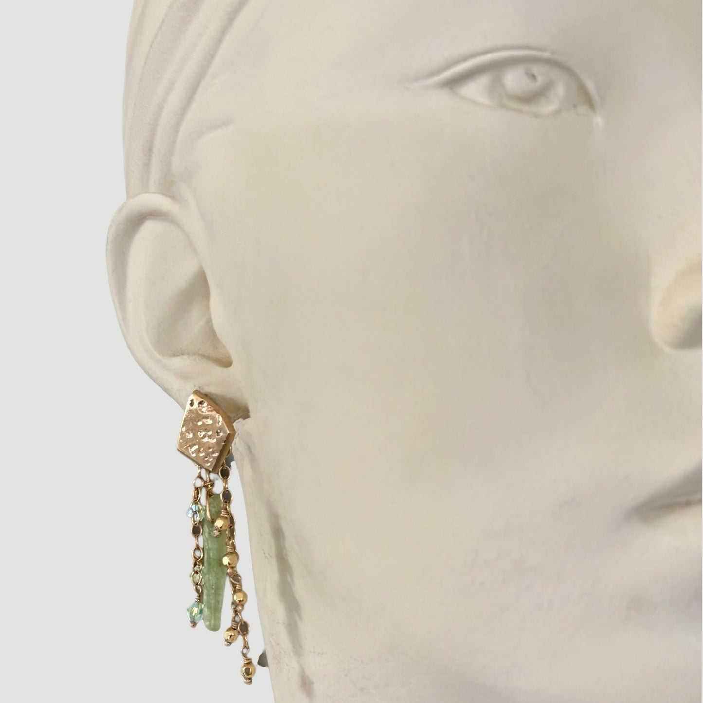 Green Kyanite & Swarovski Crystal Dangle Earrings