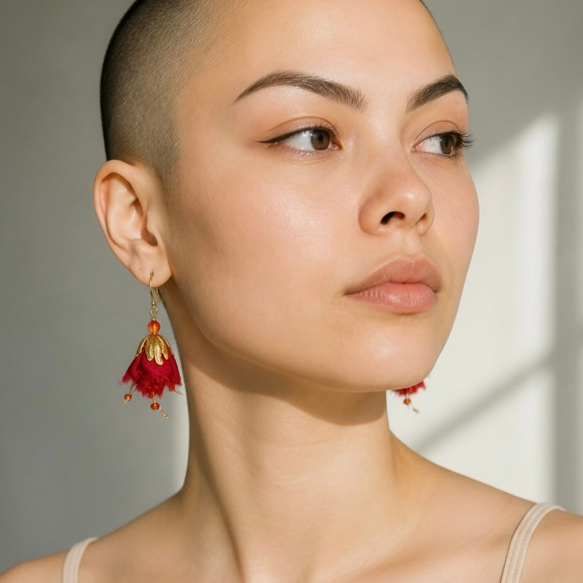 Sari Ribbon Earrings - Red Swarovski Crystal