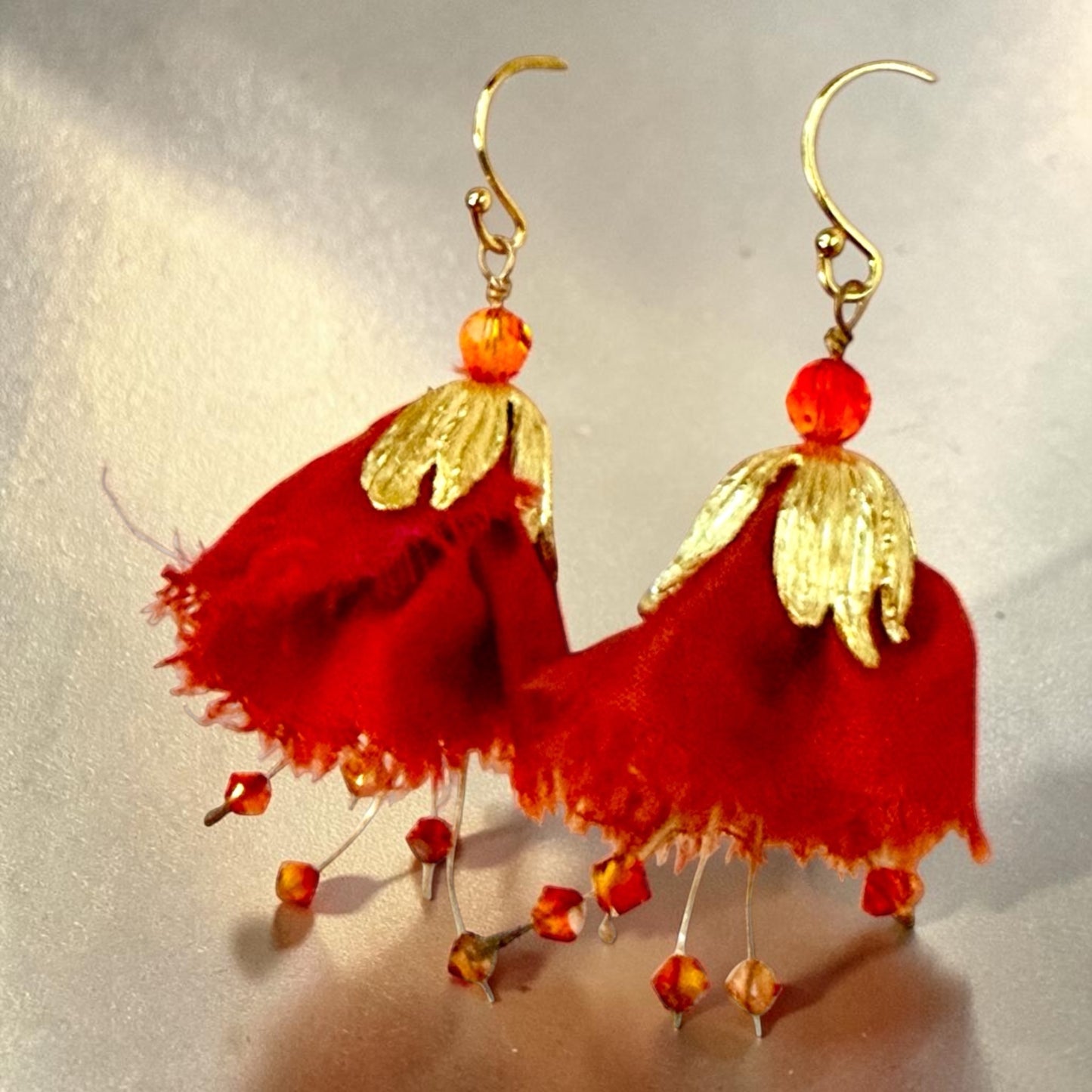 Sari Ribbon Earrings - Red Swarovski Crystal